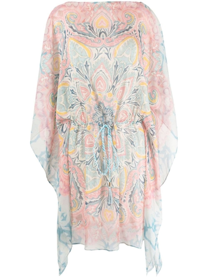 Etro Flowing Midi Dress With Intricate Pastel Pattern In Multi