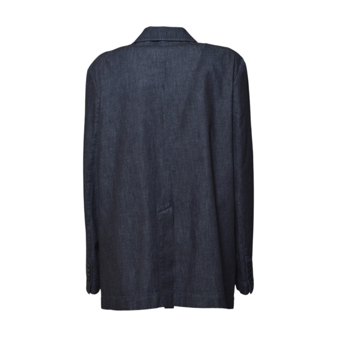 Aspesi Double-breasted Long Sleeved Denim Blazer In Blue