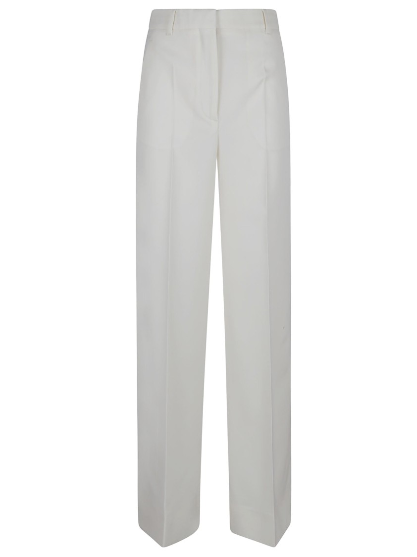 Stella Mccartney High-waisted Cream White Wool Trousers In Neutrals