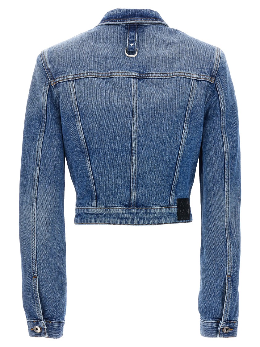 Off-white Cropped Cotton Denim Jacket In Blue