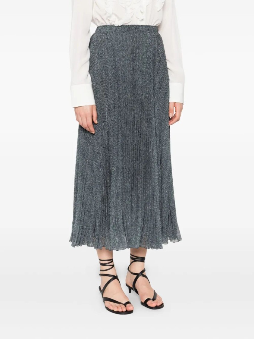 Ermanno Scervino Pleated Longuette Skirt In Textured Polyester In Gray