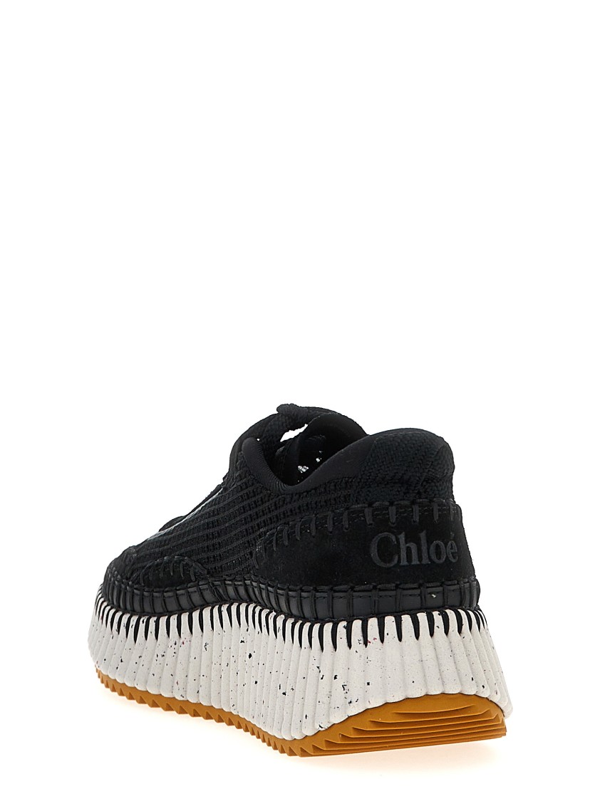 Chloé Nama Lace-up Sneakers In Black