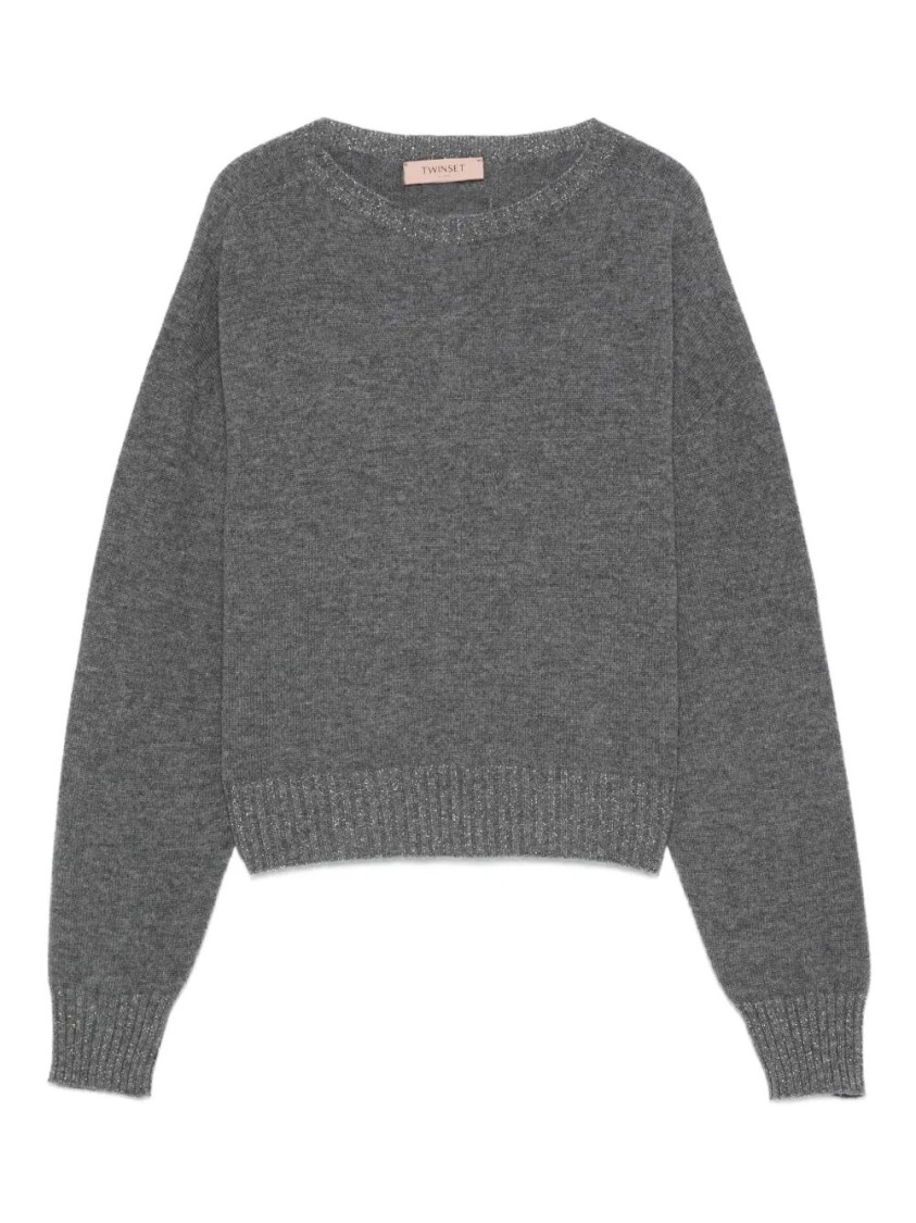 Twinset Twin-set Soft Wool Blend Sweater In Gray