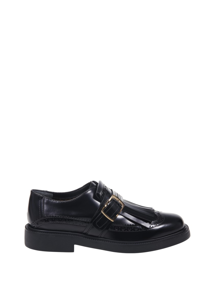 Tod's 20l Loafer With Rounded Toe And Decorative Buckle Strap In Black