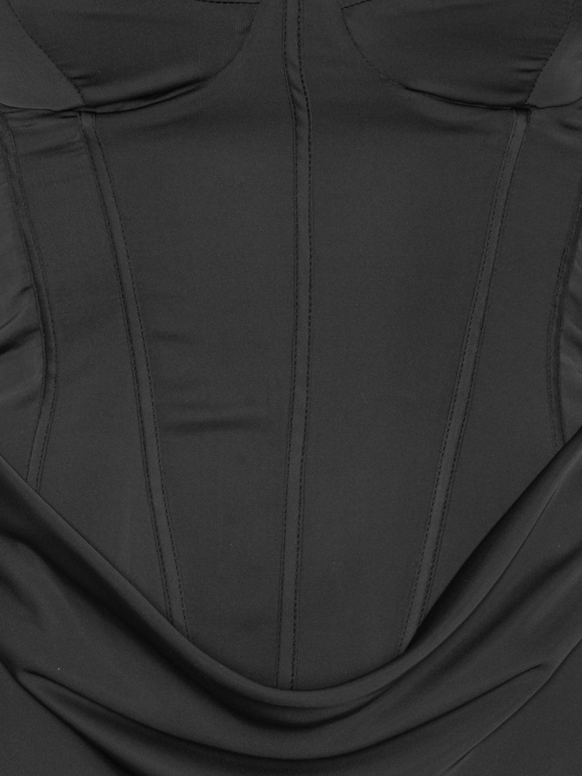 Rotate Birger Christensen Rotate Strapless Black Evening Dress With Fitted Bodice And Flowing Skirt In Black