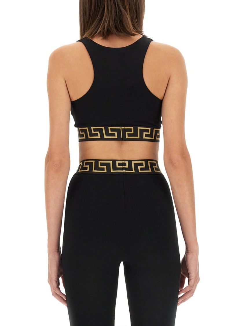 Versace Black Greca Border Bra In Black