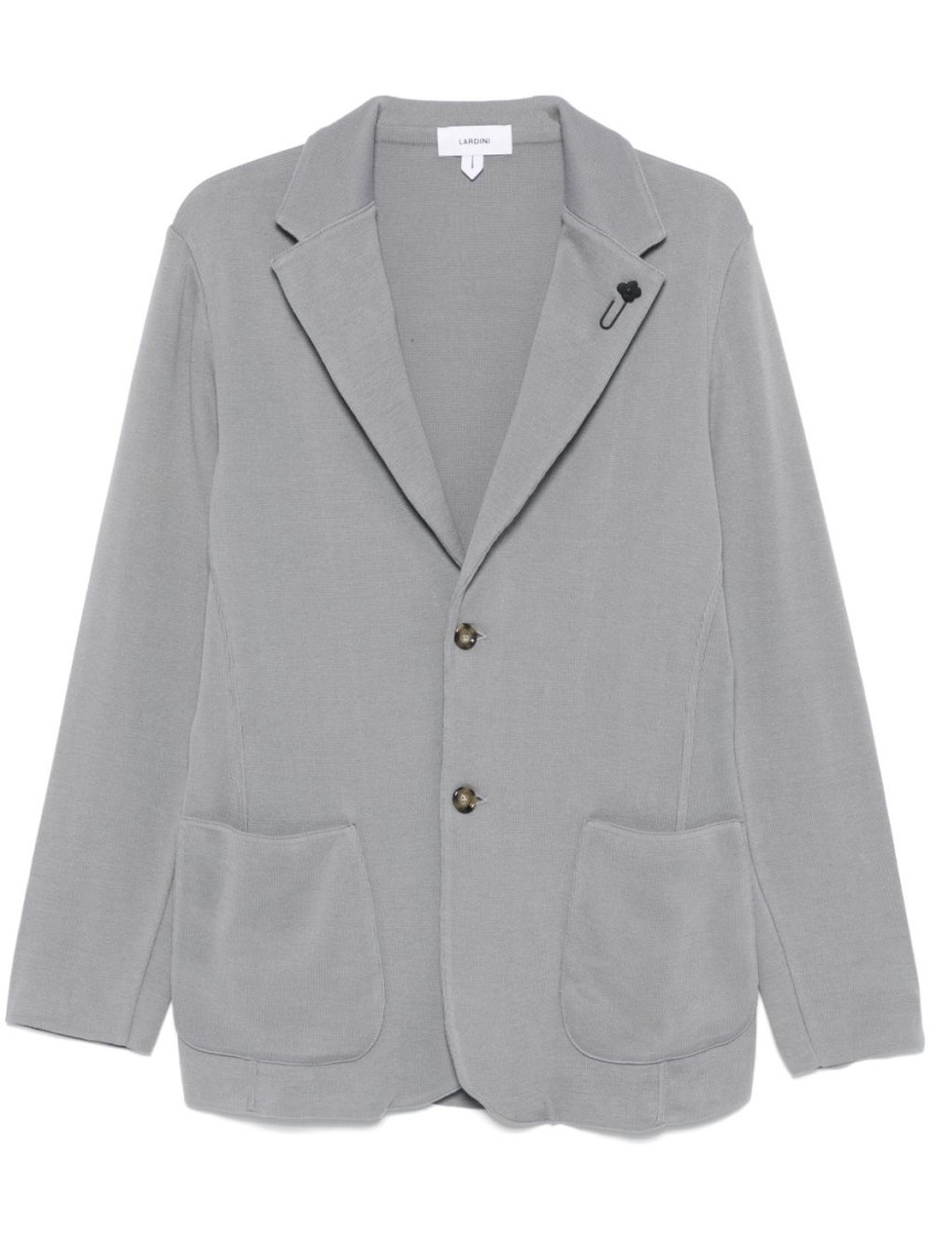 Lardini Medium Grey Cotton Jacket With Notched Lapels In Grey