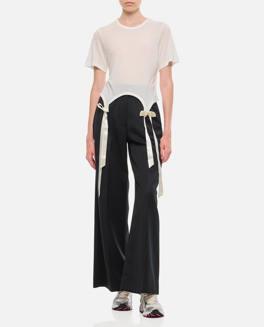 Simone Rocha Off-white Bow Tail Easy T-shirt In White