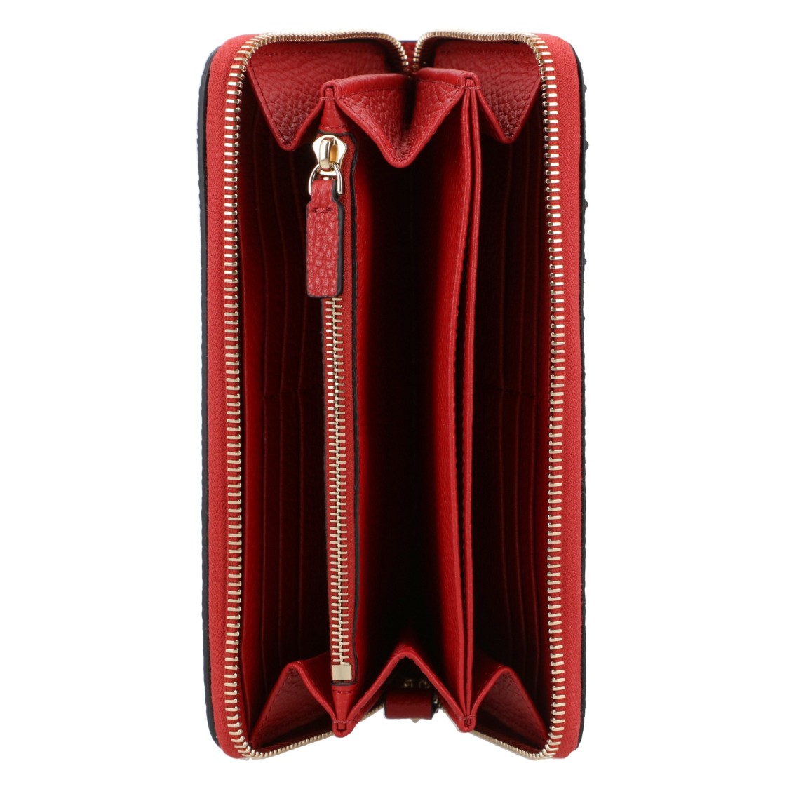 Valentino Leather Wallet With Zip And Rockstads In Red