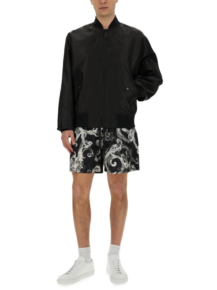 Shop Versace Jeans Couture Technical Fabric Jacket In Black