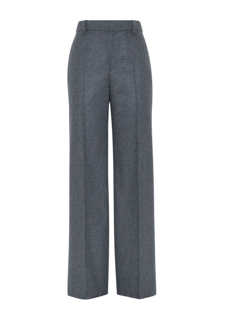 Brunello Cucinelli Wide-leg Tailored Trousers With Front Pleats In Blue