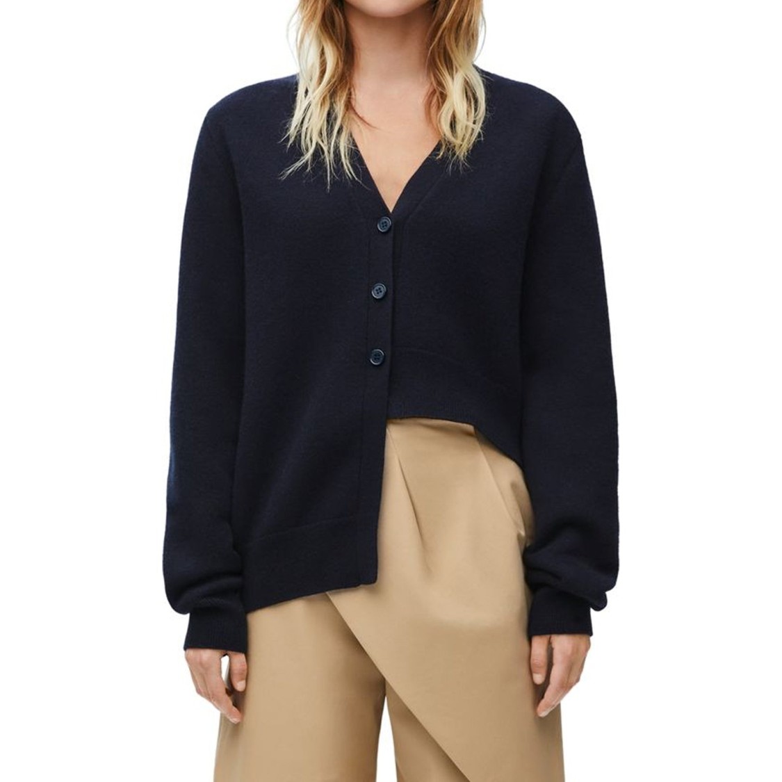 Loewe Cashmere Cardigan With Asymmetric Hemline In Black