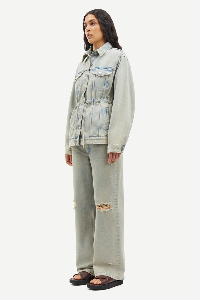 Samsoe & Samsoe Samsoe Samsoe Loose-fit Denim Jacket With Waist Drawstring In Blue