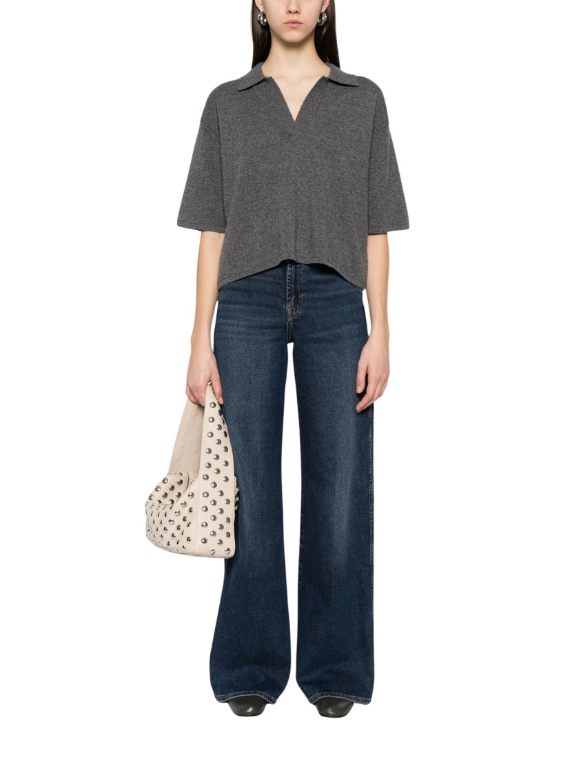 7 For All Mankind Wide-leg High-waist Denim Jeans In Black