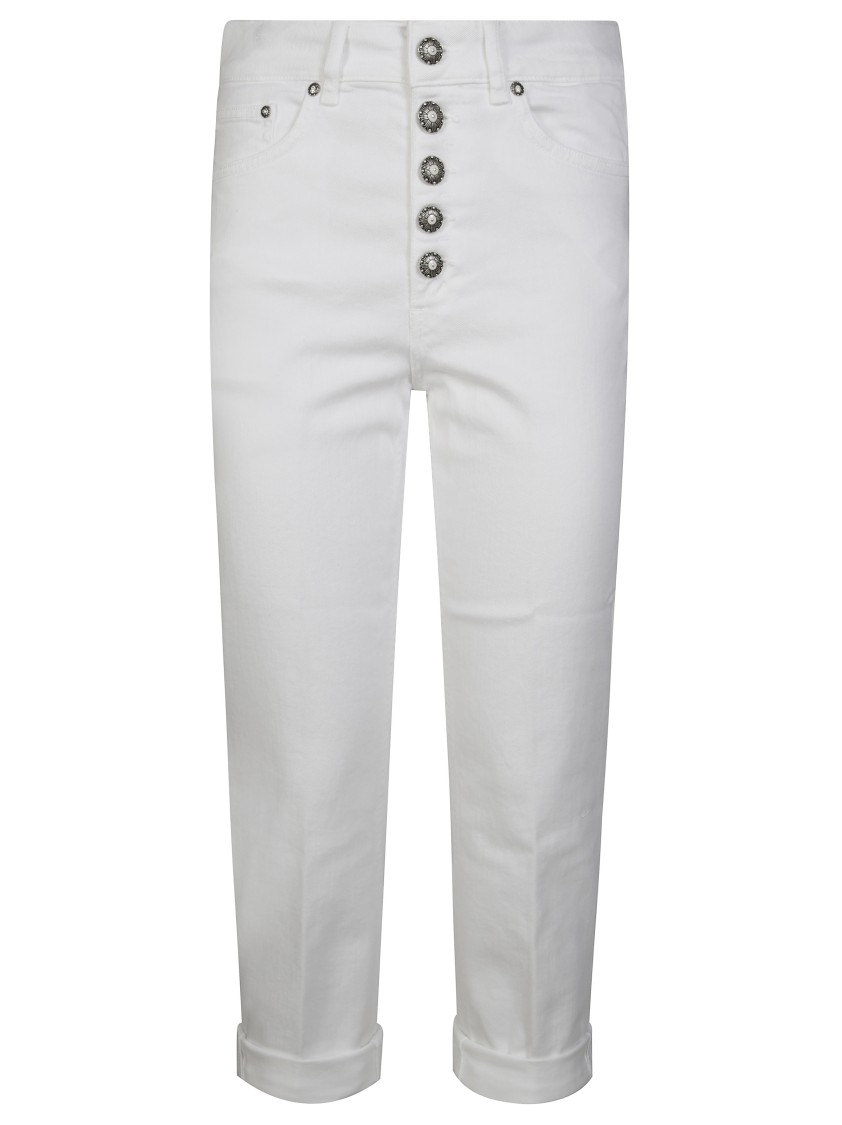 Dondup Cropped Cotton-blend Denim Jeans With Button Detailing