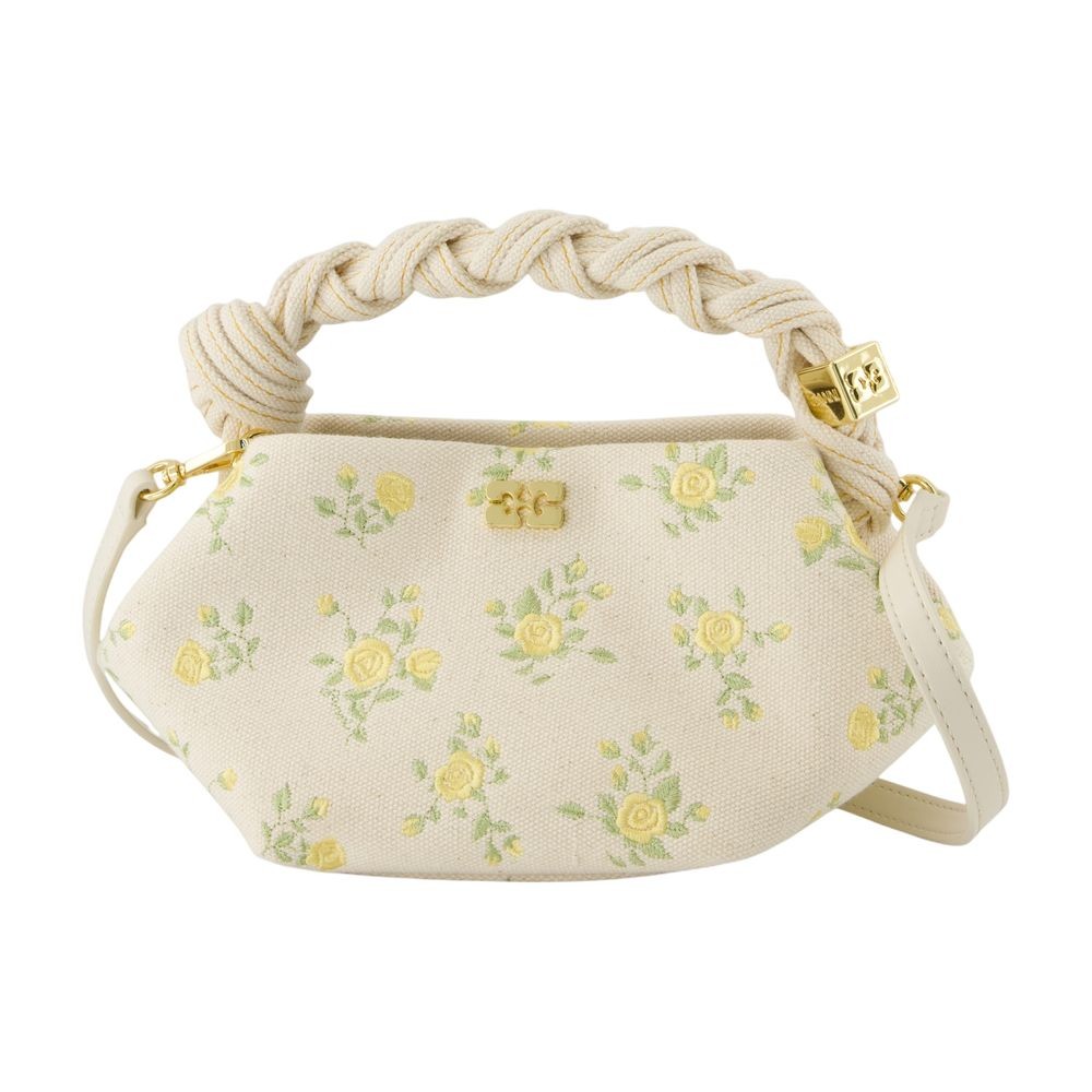 Ganni Bou Bag Mini Canvas Flowers - Cotton - White