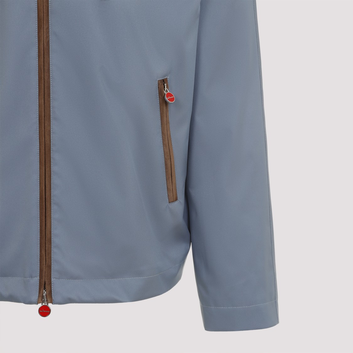 Shop Kiton Light Blue Polyester Bomber Jacket