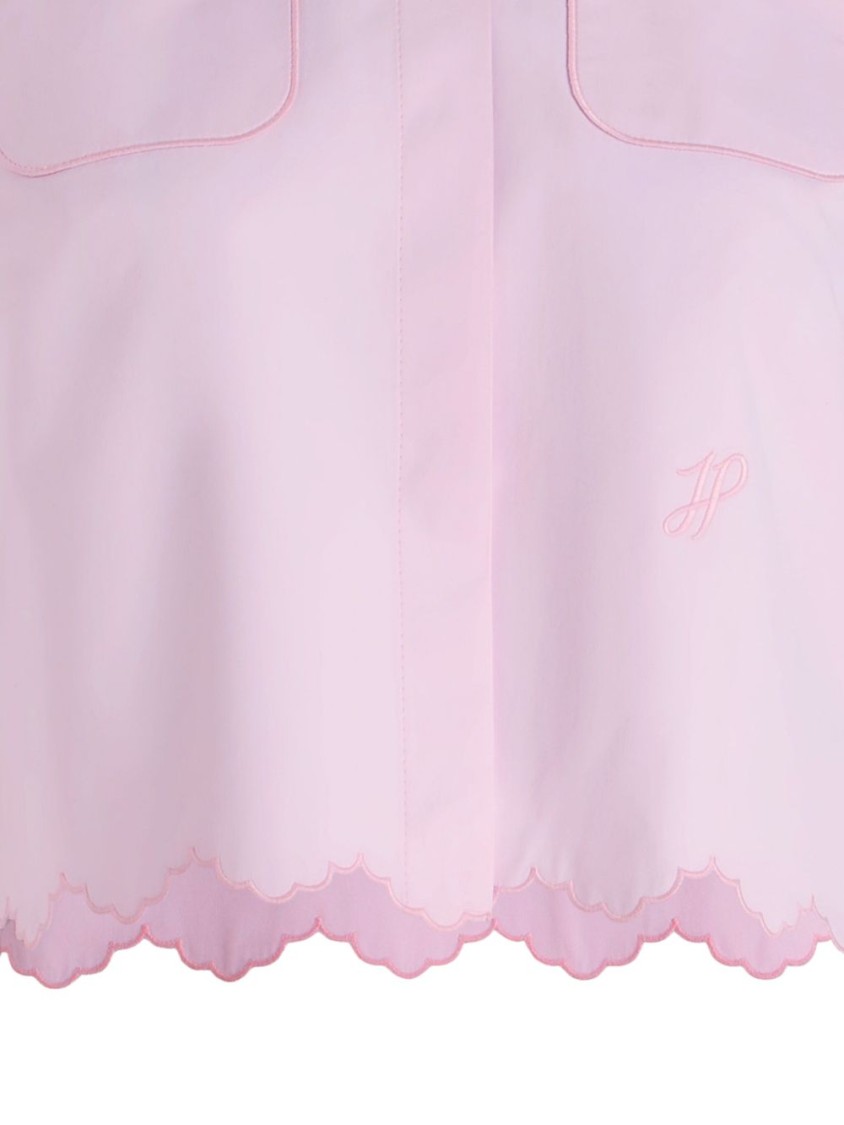 Patou Cropped Scalloped Shirt In Organic Cotton Poplin In Pink