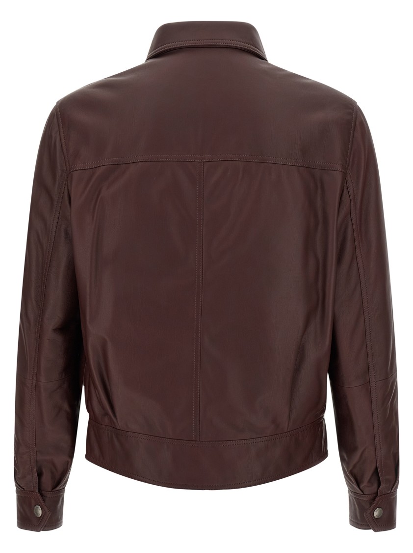 Brunello Cucinelli Biker Nappa Texture Puffer Jackets Bordeaux In Burgundy