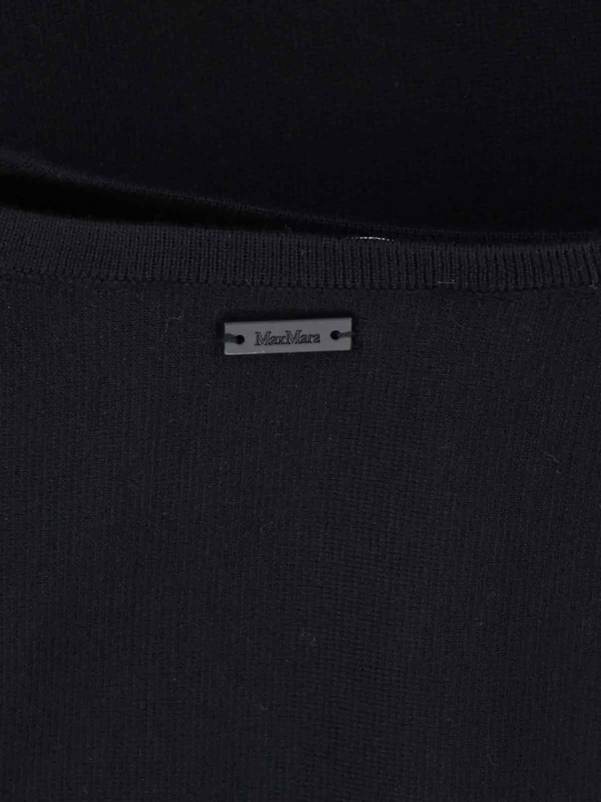 Max Mara Cropped Black Sweater With Voluminous Sleeves And Ties In Black