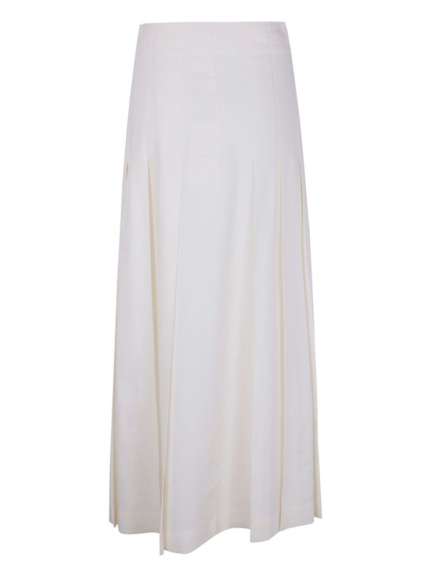 P.a.r.o.s.h Long Pleated High Waist Midi Skirt In White