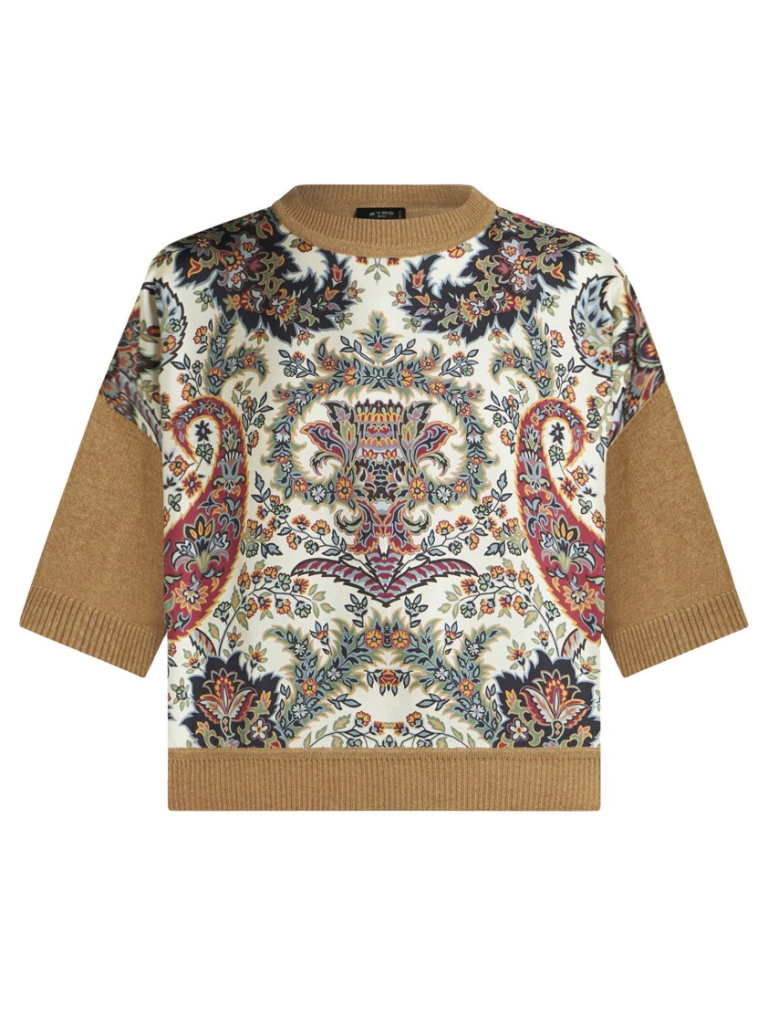 Shop Etro Beige Wool And Cashmere Sweater In Multicolor