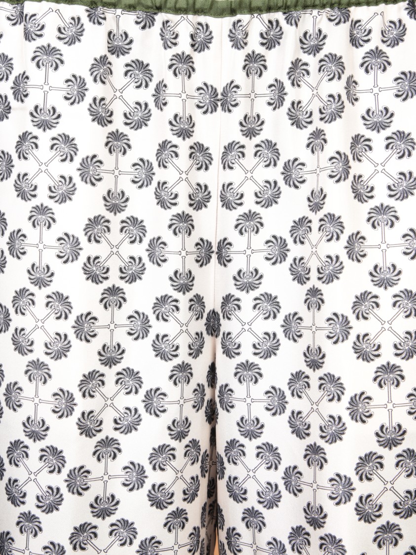 La Doublej La Double J Floral Pattern Wide-leg Trousers With Contrasting Borders