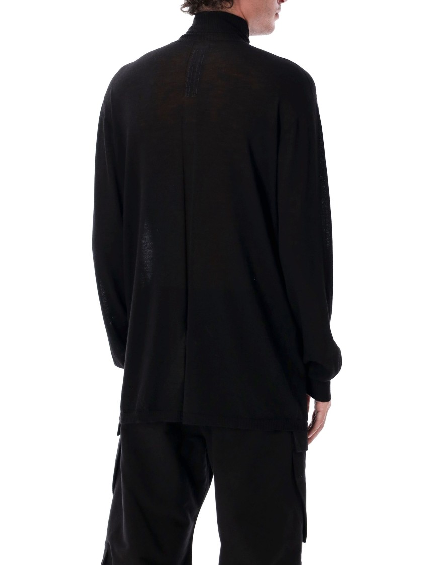 Rick Owens Relaxed-fit Black Wool Turtleneck Sweater In Black