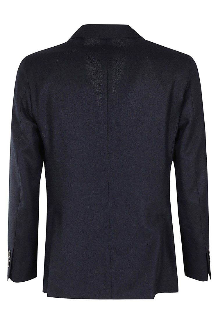Boglioli Classic Blue Virgin Wool Jacket With Lapel Neckline In Blue