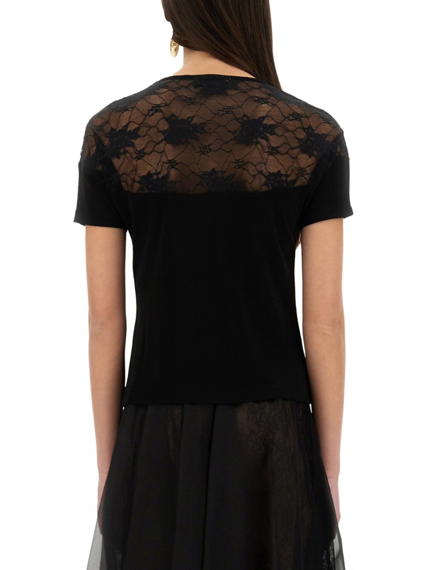 Nina Ricci Slim-fit Top With Delicate Lace Insert In Black
