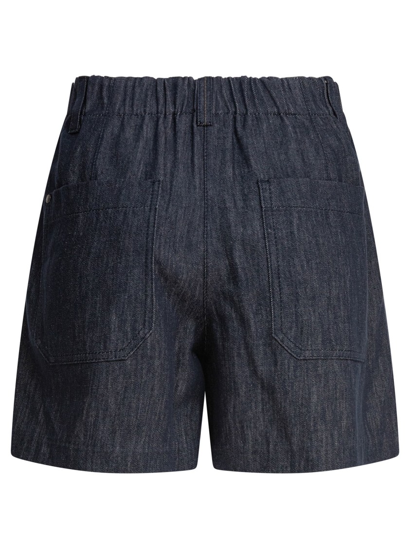 Brunello Cucinelli Tailored Dark Denim Shorts In Black