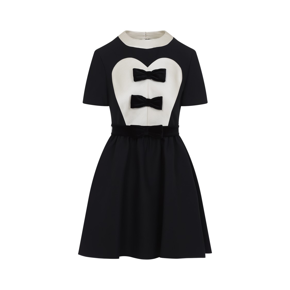 Valentino Double-bow Mini Dress In Wool In Black