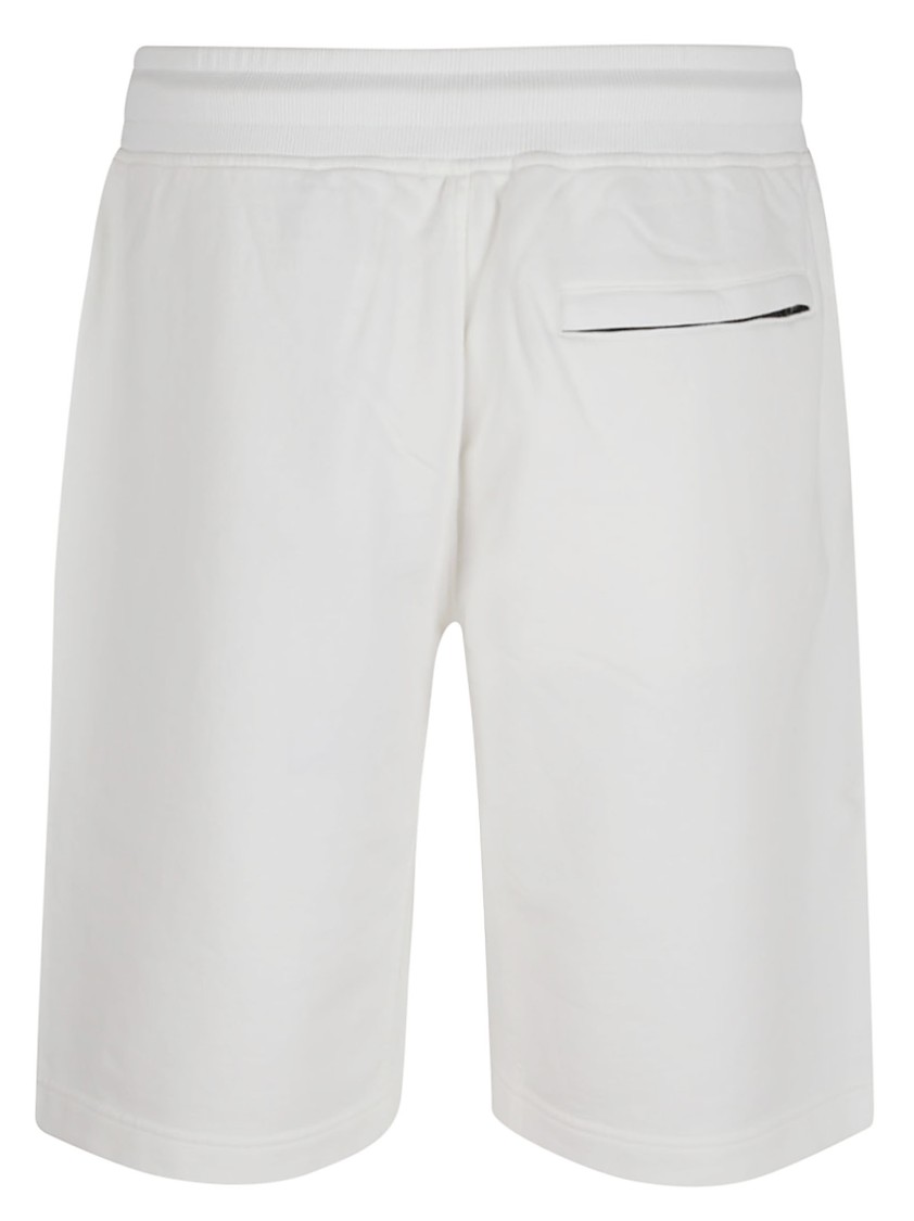 C.p. Company White Shorts With Elastic Waist And Drawstring In Cotton Man