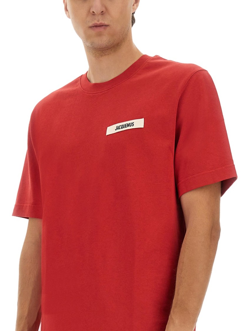 Jacquemus Round Neck Short Sleeve T-shirt In Red
