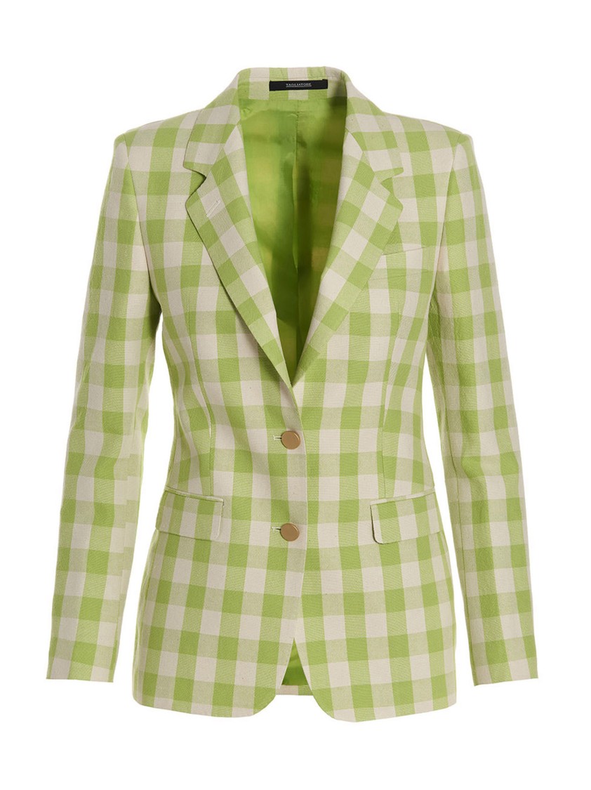Tagliatore Paris Checkered Blazer Jacket With Front Pockets In Green