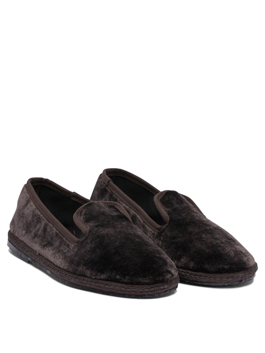 Sentier Di Segantin Roberta Brown Slip-on Loafers With Plush Fabric And Rubber Sole In Black