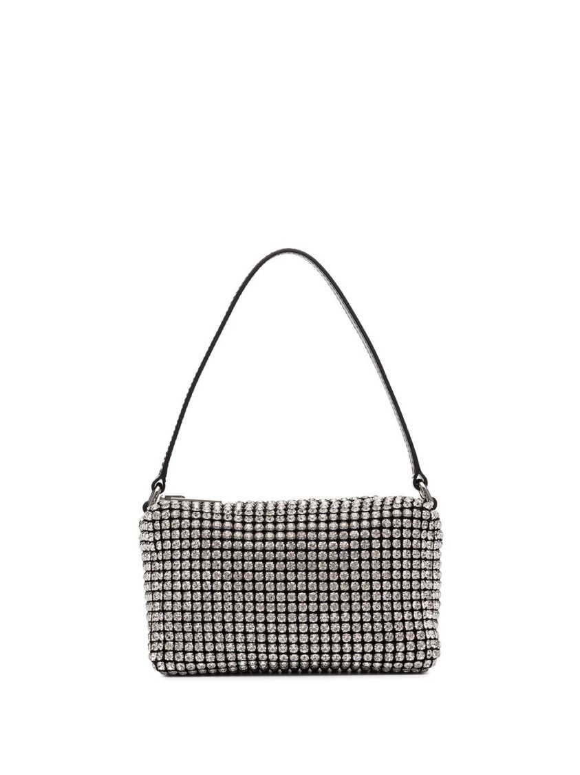 Alexander Wang Medium Heiress Shoulder Bag In Metallic Mesh With Crystal Rhinestones