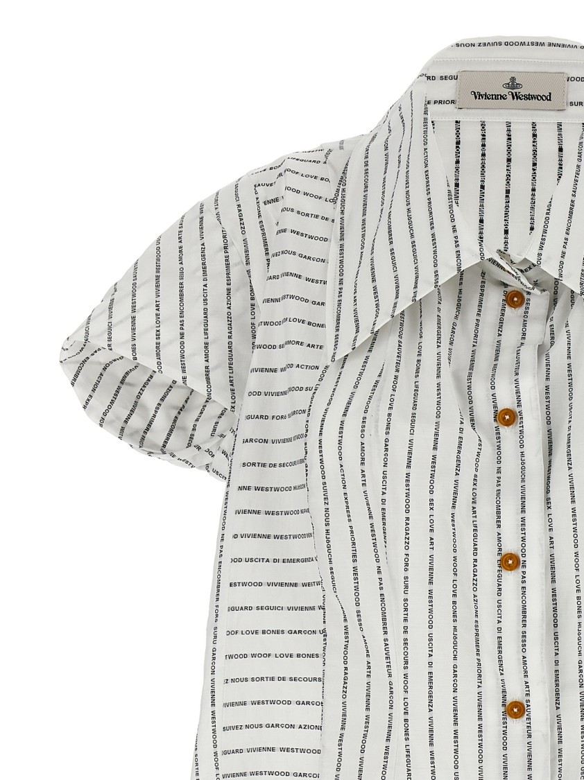 Vivienne Westwood Cotton Shirt With All-over Logo Print In White