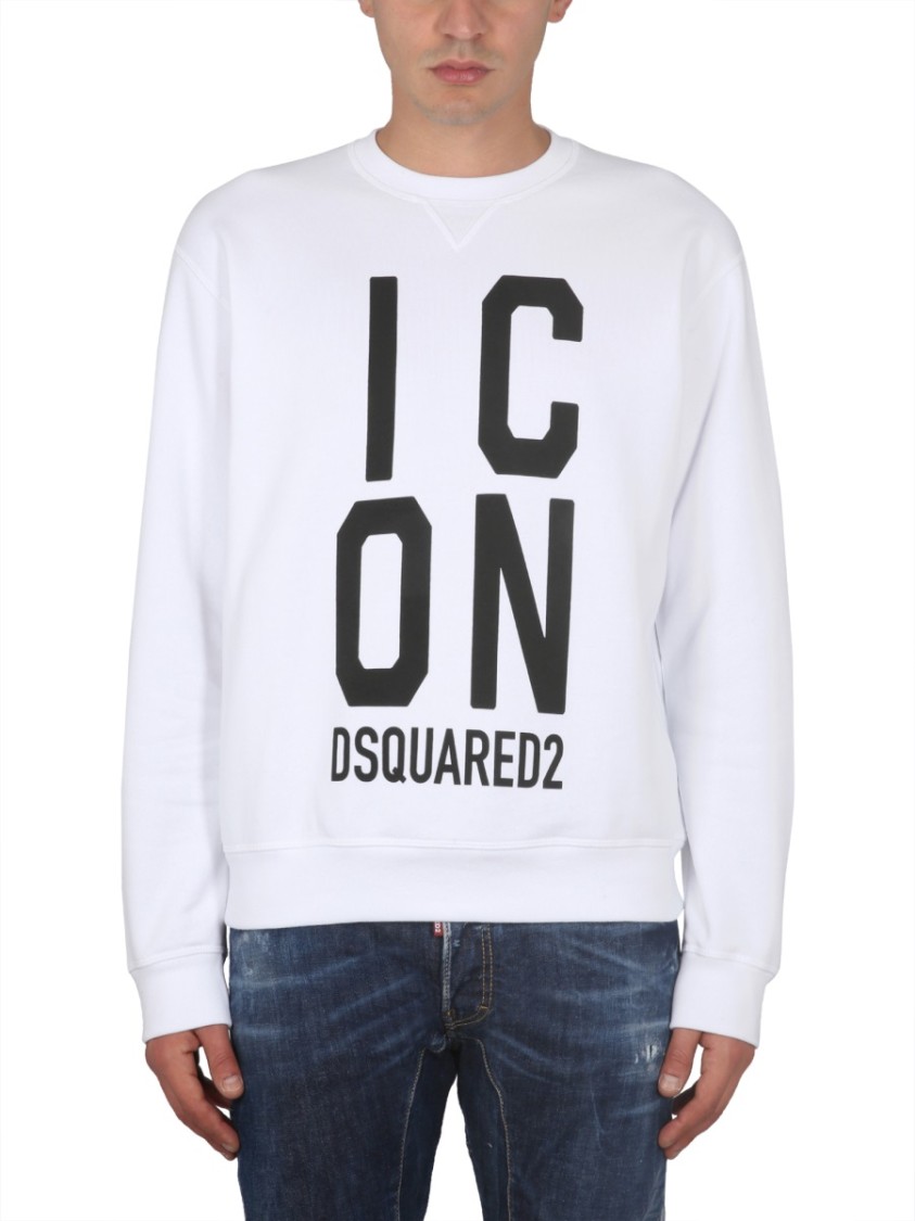 Shop Dsquared2 Logo-embellished Cotton Sweatshirt In White