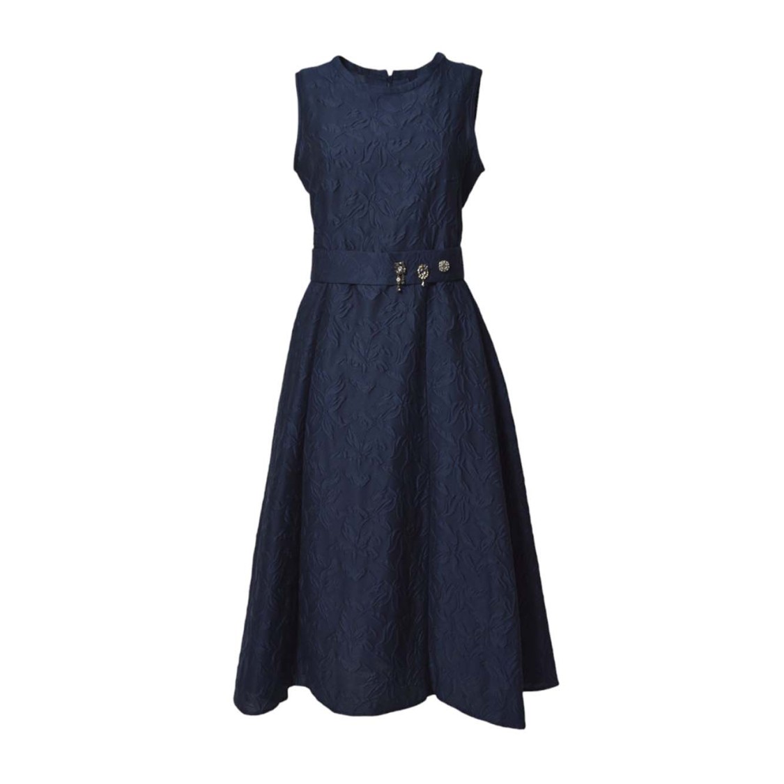 Max Mara Floral Pattern Midi Dress With Matching Belt In Blue