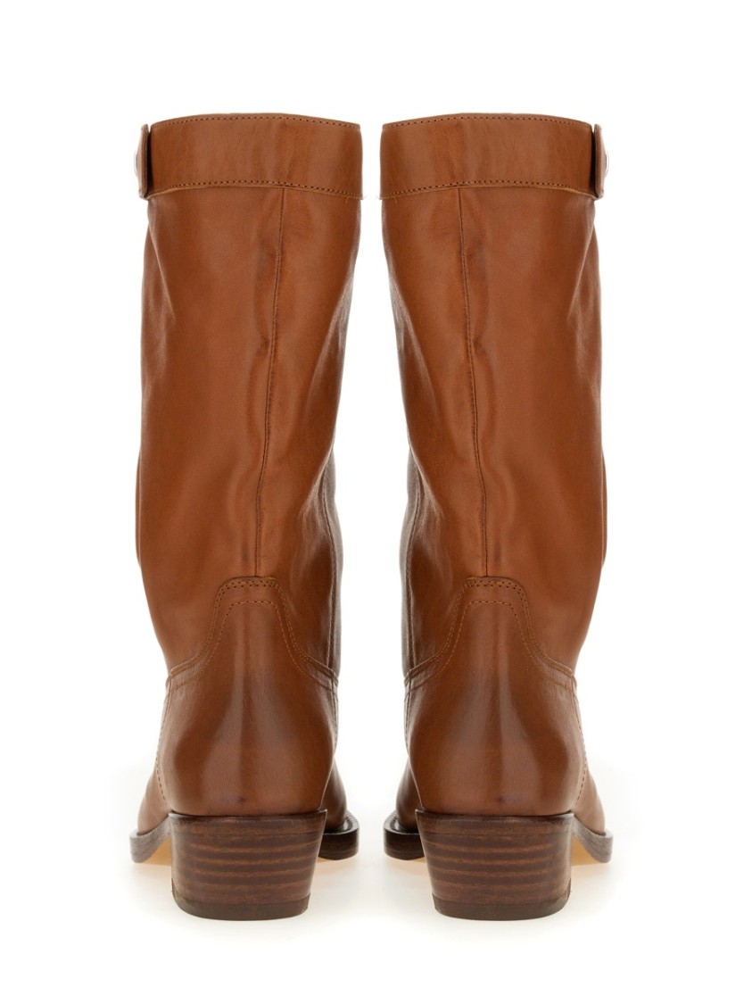 Isabel Marant Ademe Havana Leather Biker Boot Women In Brown