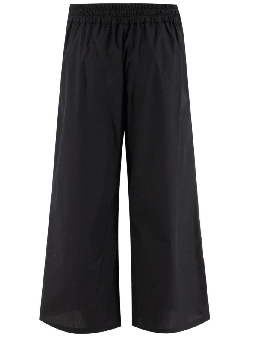 Ermanno Scervino Wide-leg Cotton Trousers With Side Pleats In Black