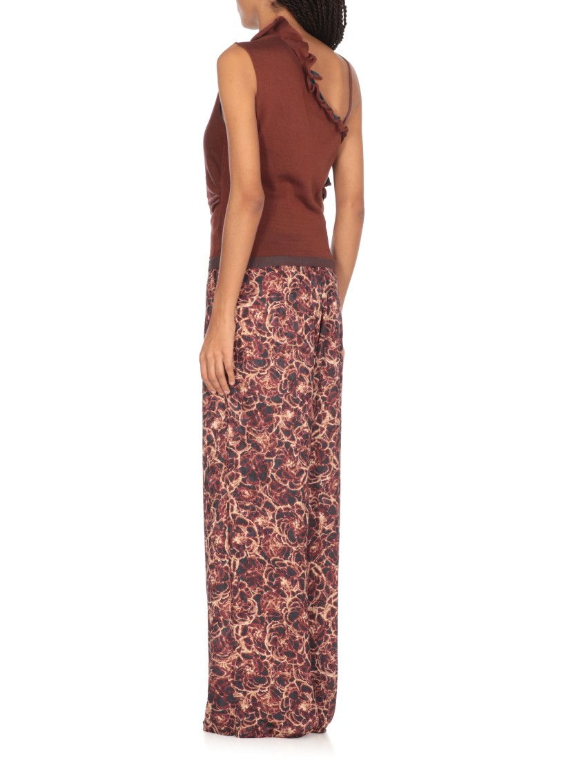 Shop Dries Van Noten Ruffled Volant Brown Cotton Top