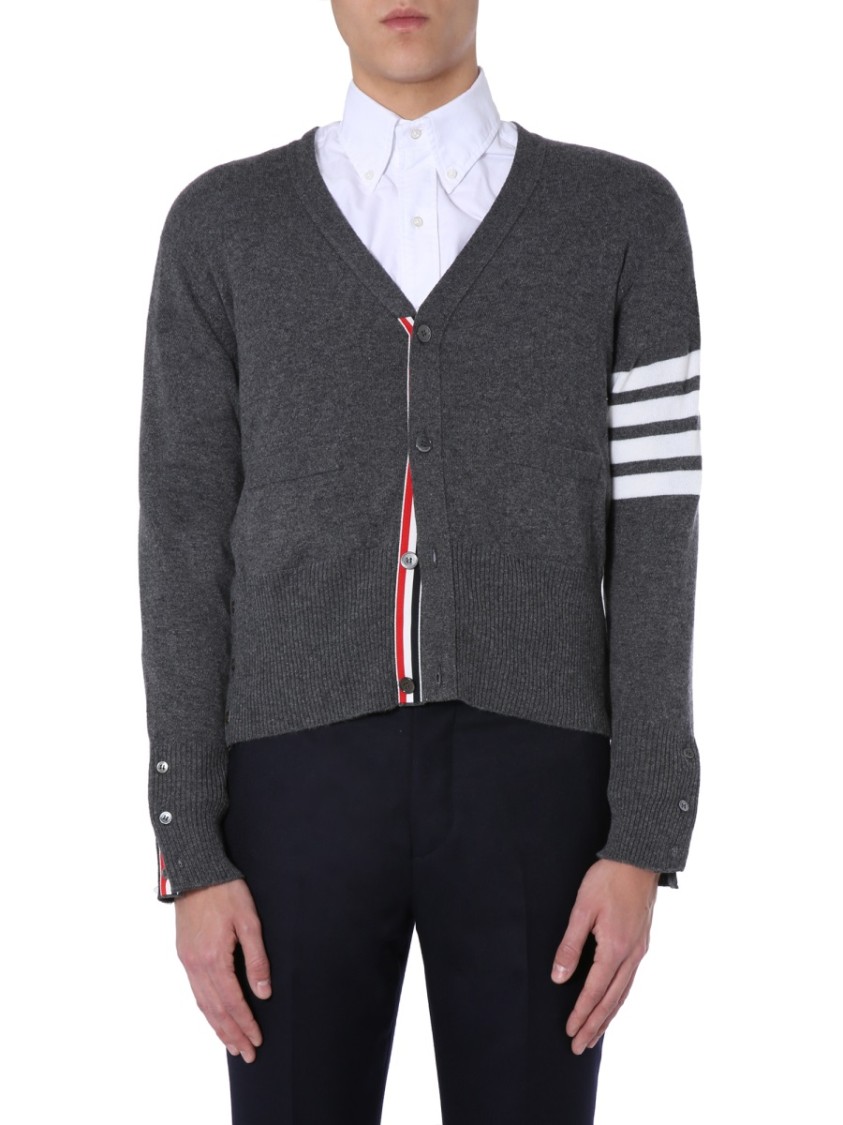 Thom Browne 4-bar Cardigan In Gray