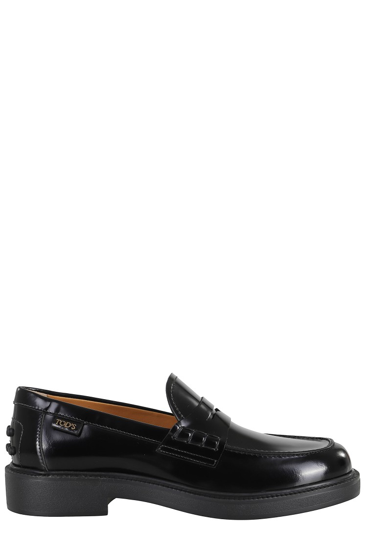 Tod's Mustard Gomma 20l Moccasins With Grommet-accented Heel In Black