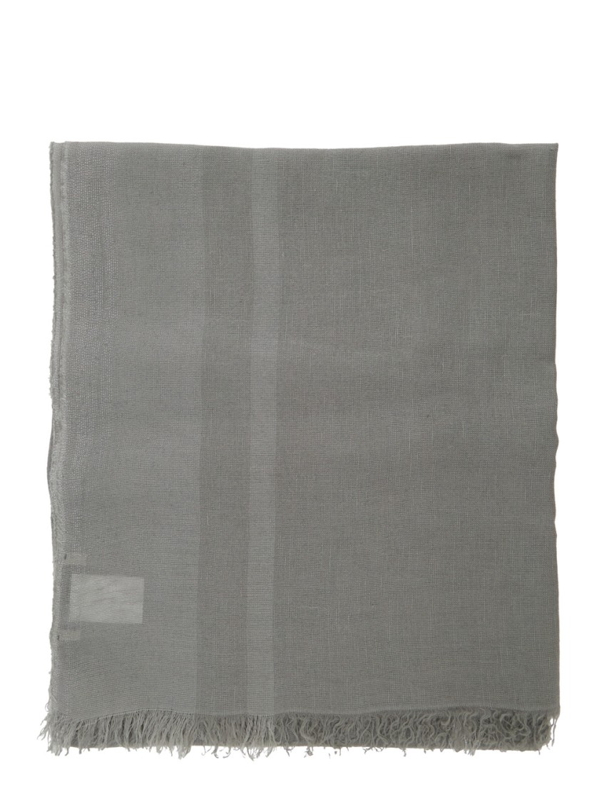 Antonelli Grey Scarf With Rectangular Design And Frayed Edges In Linen Blend Woman