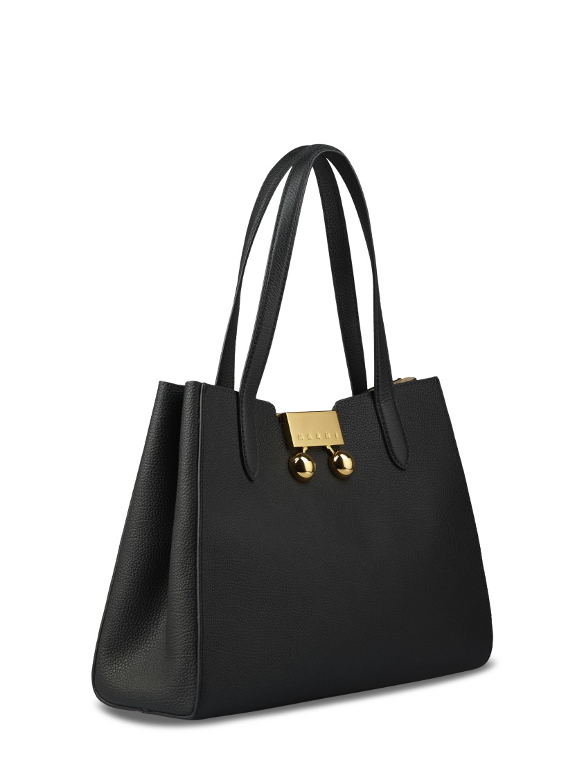 Marni Structured Black Handbag With Textured Finish In Black