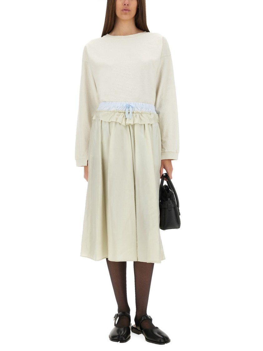 Maison Margiela Viscose Midi Skirt With Contrasting Waistband
