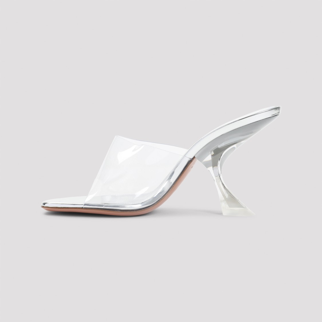 Amina Muaddi Metallic Open-toe Sandals With Sculptural Heel In Silver