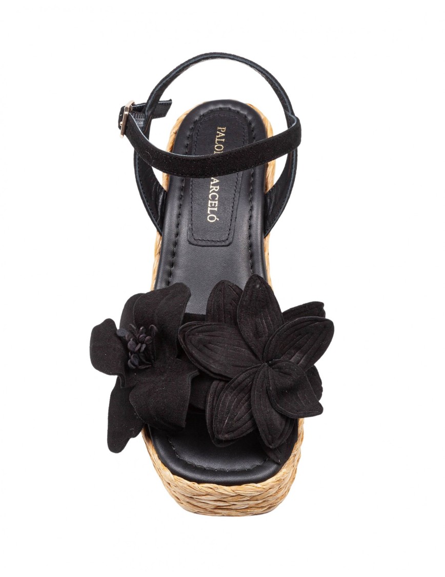 Paloma Barceló Brunella In Suede With Flower Applied In Black
